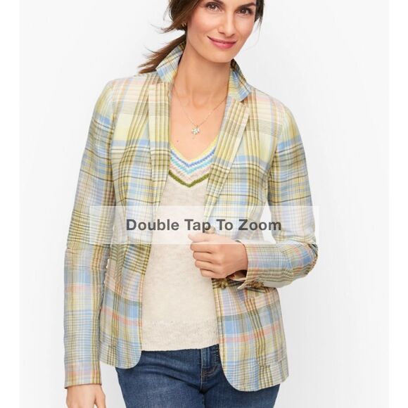 TALBOTS 23” intricate Blazer plaidsz 4 Women's Business Casual Career Blazer NWT